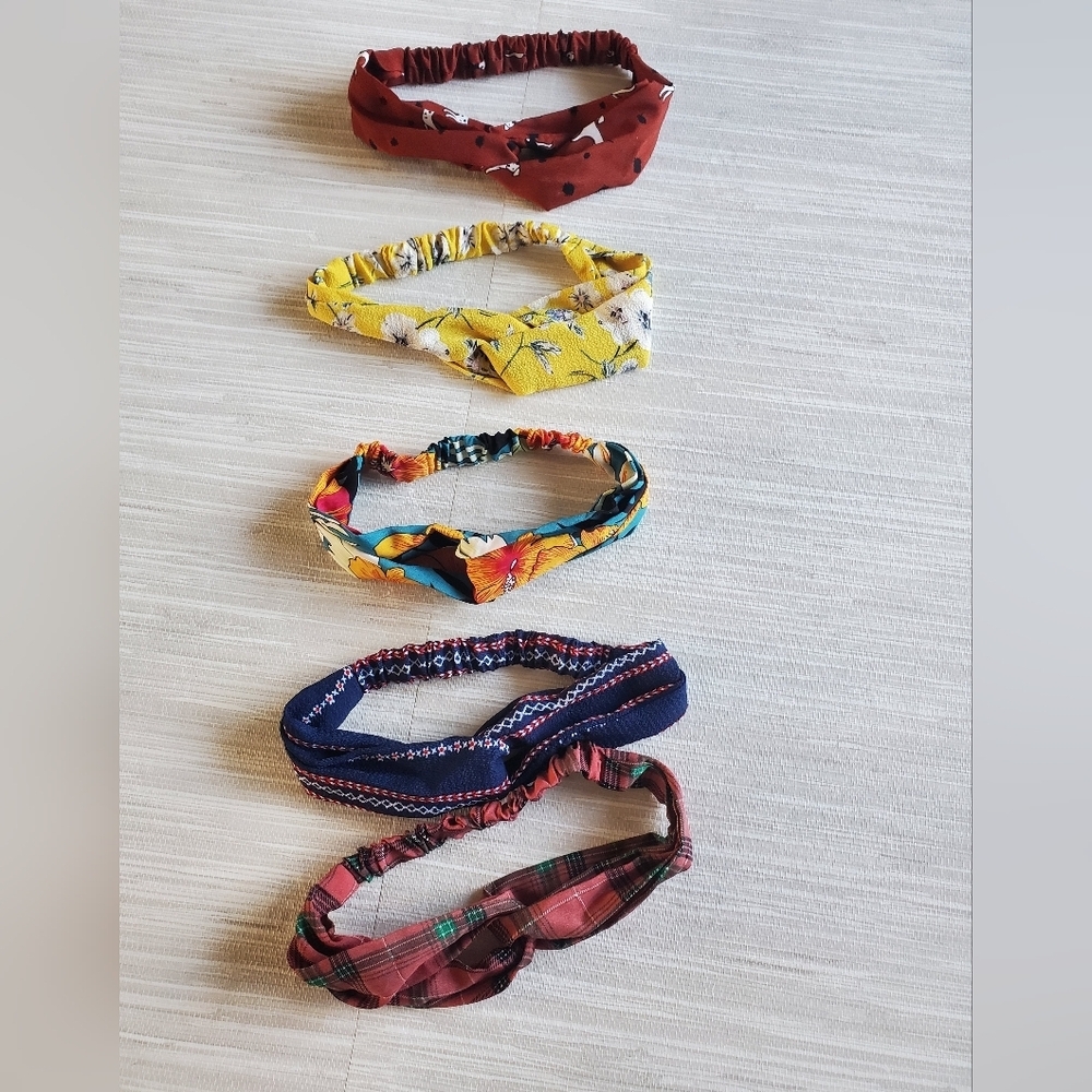Boho Twisted Criss Cross Wrap Elastic Headbands 10 Piece Set Great Variety NEW - Picture 4 of 6